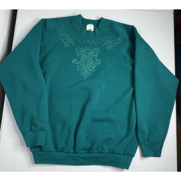 Fruit of the Loom Tops - Vintage Fruit Of The Loom Crewneck Green USA Women’s Size Large Grannycore